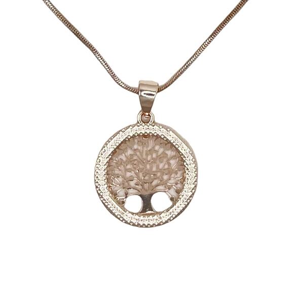 Necklace Rose Gold Rhinestone Tree of Life Necklace 18" - Picture 4 of 6